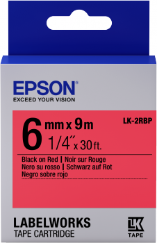 LK-2RBP - Couleur Pastel - Noir sur Rouge - 6mmx9m