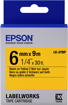 LK-2YBP - Couleur Pastel - Noir sur Jaune - 6mmx9m