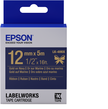 LK-4HKK - Ruban satin pour tiqueteuse Epson Or/Marine 12 mm(5m)