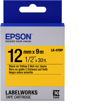 Ruban satin pour étiqueteuse Epson LK-4LBK Noir/Bleu ciel 12 mm (5 m), Fournitures pour étiqueteuses, Encre & papier, Produits