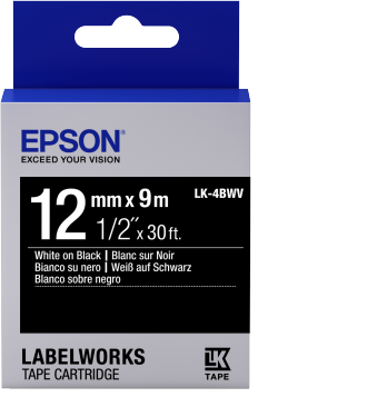 LK-4BWV - Brillant - Blanc sur Noir - 12mmx9m