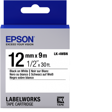 LK-4WBN - Standard - Noir sur Blanc - 12mmx9m