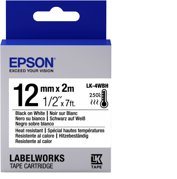LK-4WBH - Spcial hautes tempratures - Noir sur Blanc - 12mmx2m