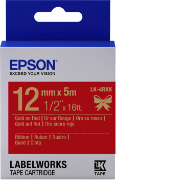 LK-4RKK - Ruban satin pour tiqueteuse Epson Or/Rouge 12 mm(5m)