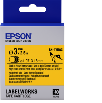 LK-4YBA3 - Thermortrcissant (HST) - Noir sur Jaune 3mmx2.5m