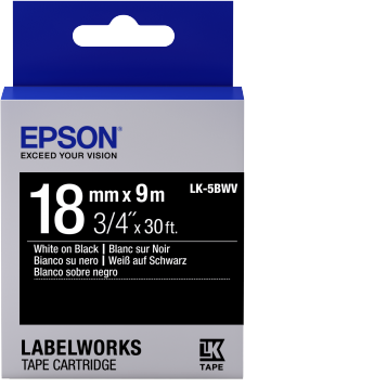 LK-5BWV - Brillant - Blanc sur Noir - 18mmx9m