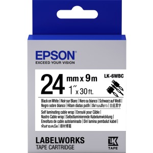 Etiquette pour cble lectrique : Epson LabelWorks LK-6WBN - 24 mm x 9m