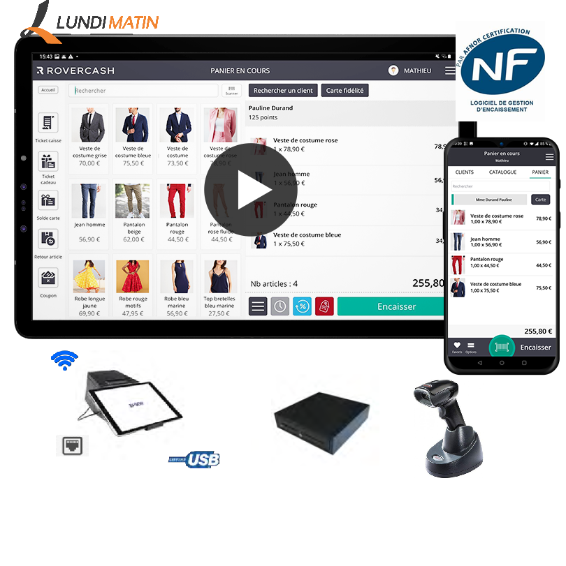 Pack encaissement NF525 pour Rovercash AirKitchen - Essentiel