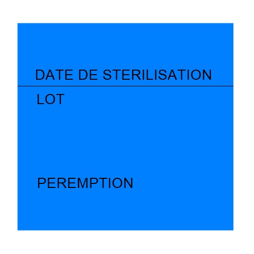 Etiquette couleur meto Date de stérilisation Date de Péremption N° Lot