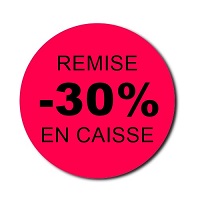 Etiquettes rondes fluo rouge spciales SOLDES modle Remises en caisse