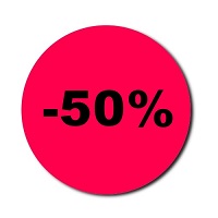 Etiquettes rondes fluo rouge spciales SOLDES modle Remises