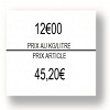 Etiquettes enlevables 20x16 "PRIX KG/LITRE+ARTICLE" pour pince 1136 Paxar Monarch Avery