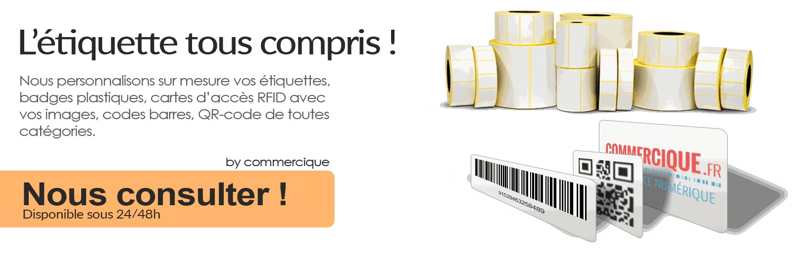 Etiquettes sur mesure, badges et cartes RFID